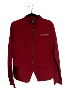 Harley-Davidson Crimson Red Canvas Zip Jacket